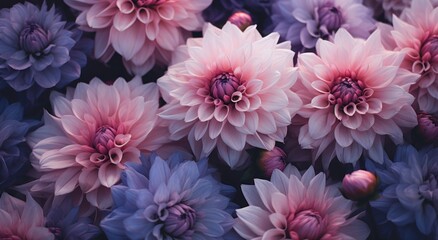 Fototapeta premium a group of pink and purple flowers