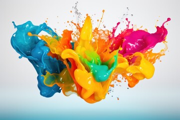a colorful paint splashing in the air - obrazy, fototapety, plakaty