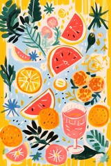 Grapefruit pineapple painting pattern.
