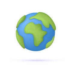 3D Planet Earth icon. World navigation, choice of travel destination, geographic location, trip or journey planning concept. Trendy and modern vector in 3d style