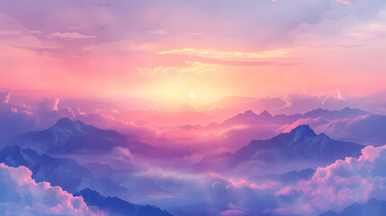 Obraz premium Beautiful sunrise above the clouds