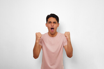 young man showing a lot of energy and happiness at a celebration