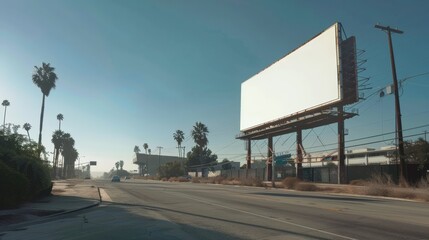 Obraz premium Blank Billboard Overlooking Scenic Mountains Ready for Advertising, Copy Space