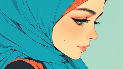 Illustration of A beautiful muslim woman with hijab
