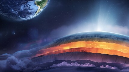 Atmospheric layers of Earth illustration