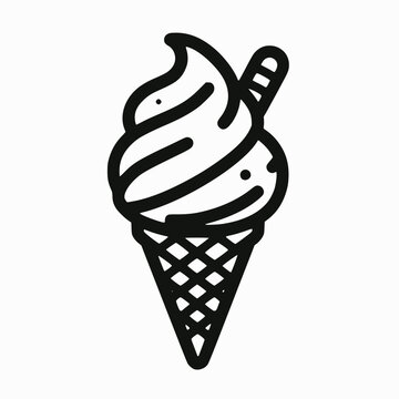 recommend clip art: Ice cream waffle cone vector icon in a retro style. Line vector. Black silhouette image isolated on a white background. Soft icecream pocketogram