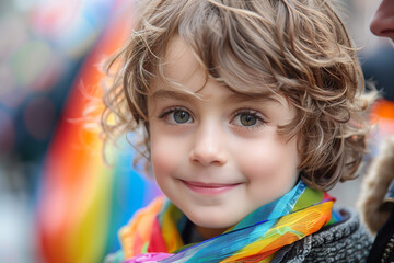 Happy Child Kid Celebrating Diversity at Pride Parade