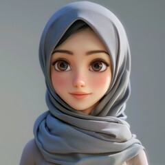 Fototapeta premium A beautiful muslim woman with hijab character in 3D
