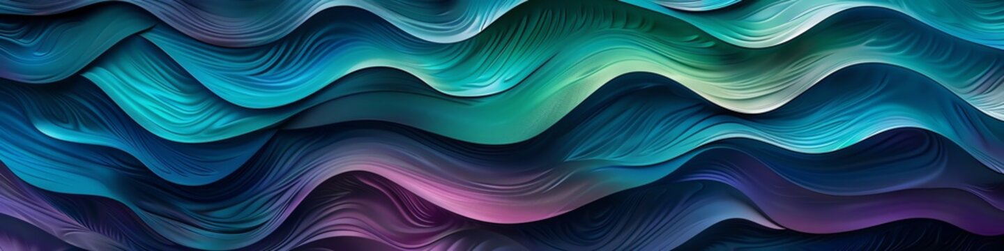 A seamless pattern of blue, green, and purple waves.