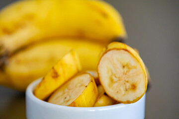 Ripe banana isolated in fine detail and selective focus.