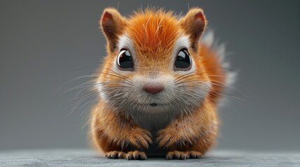 Cute squirrel cartoon 3d on the right side with blank space for text