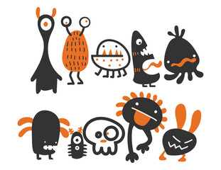 Monster Funny and Cute Monster Cartoon Character, Monster Mascot, Halloween Monsters Clip Arts Set Vector File
