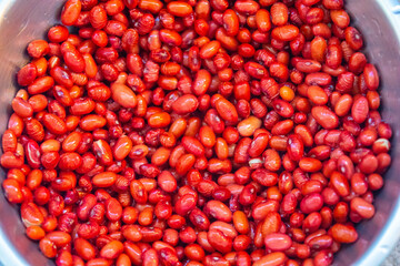 Raw red beans in full frame
