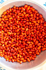 Raw red beans in full frame