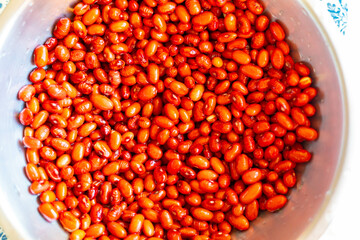 Raw red beans in full frame
