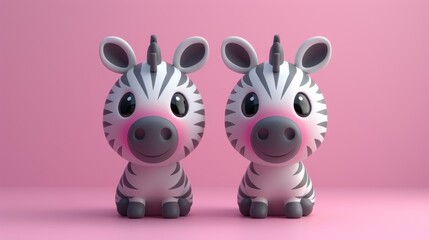 Cute zebra cartoon 3d on the right side with blank space for text