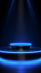 Blue technological booth