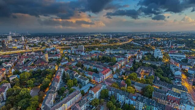 ludwigshafen and mannheim germany city center aerial view