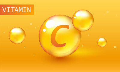 Nutrition sign vector concept. The power of vitamin C. Chemical formula