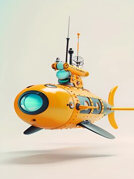 cinema 4d style, Submarines, bold use of color, white background