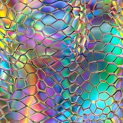 Seamless snake skin pattern with colorful holographic tones