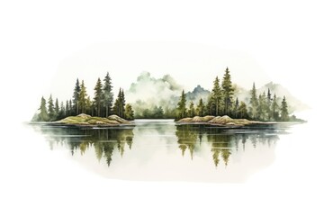 Tree lake wilderness landscape. - obrazy, fototapety, plakaty