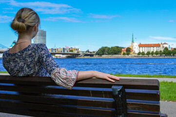 girl on the Riga embankment