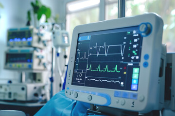 A healthcare setting with IoT-enabled medical devices collecting patient data for remote monitoring and diagnosis.