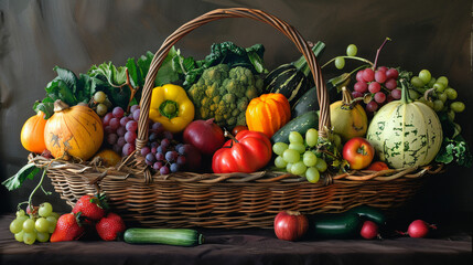 Fruits and vegetables on a white background  

