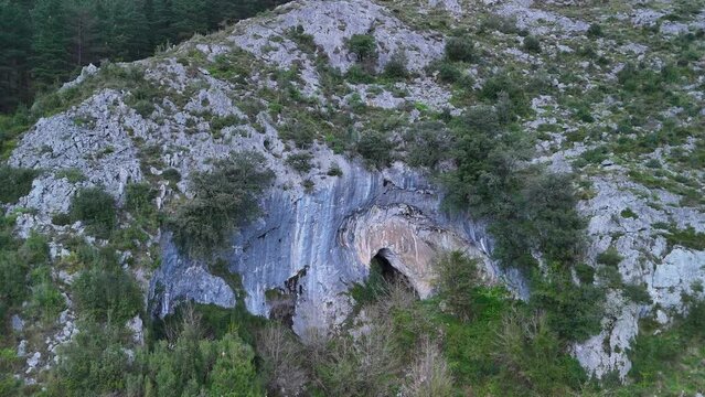 Baltzola Caves in the surroundings of the natural stone Arch of Jentilzubi in Dima in the Province of Bizkaia. Basque Country. Spain. Europe