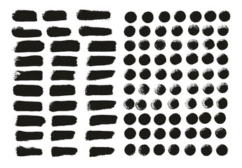 Hand Drawn Round Sponge Thin Artist Brush Straight Lines Mix High Detail Abstract Vector Background Mix Set 