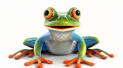 Funny frog isolated on white background