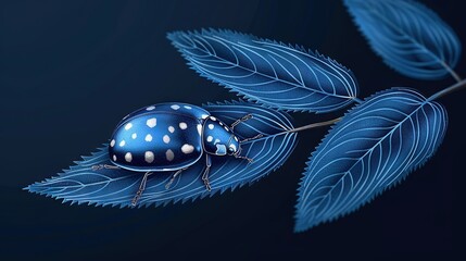  Ladybug on dark blue background with white dots