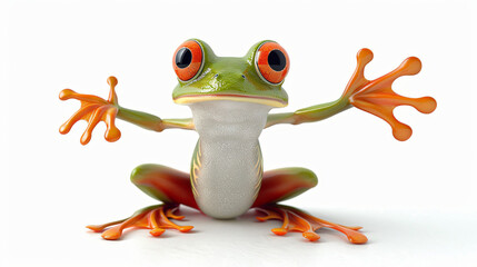 Funny frog isolated on white background