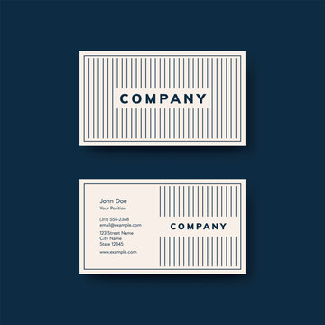 Business card template, vector illustration. Minimal design with frame and lines.