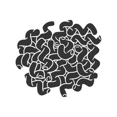 Cellentani Icon Silhouette Illustration. Italian Pasta Vector Graphic Pictogram Symbol Clip Art. Doodle Sketch Black Sign.
