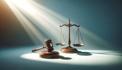 balance et marteau de justice isolés