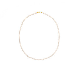 Classic white pearl necklace isolated cutout on transparent