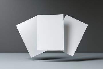 A4 page mockup, three in the air on a gray background