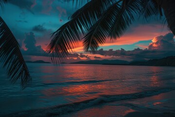 Beach sunset outdoors tropical.