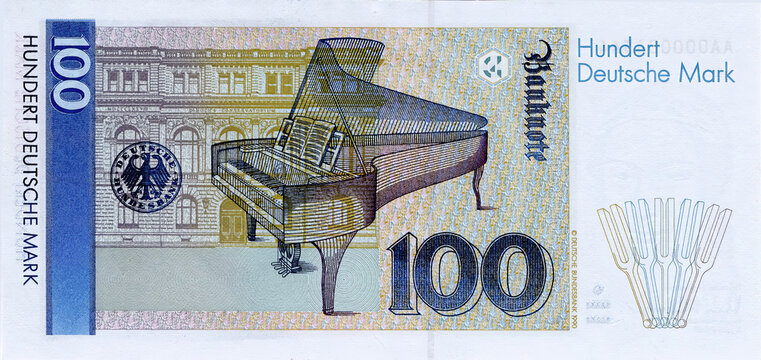100 hundert deutsche Mark R&uuml;ckseite historisch alt Geldschein Banknote W&auml;hrung Gebr&uuml;der Grimm Bundesbank Frankfurt Deutschland Bundesrepublik