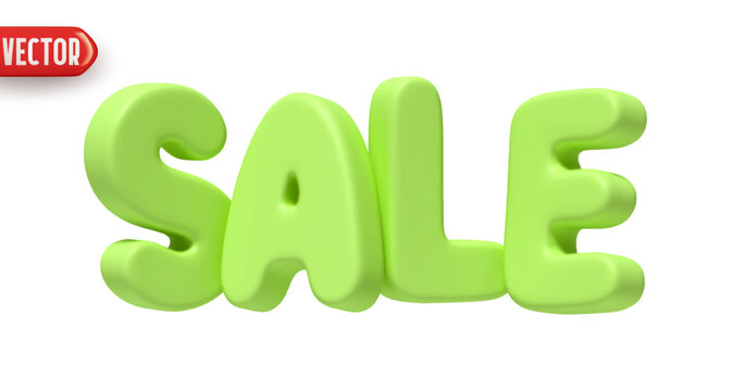 Sale 3d green text. Sale letter isolated on background. vector illustration