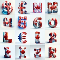 Canada flag colors glass lettering. AI generated illustration