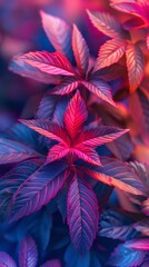 A close up of a colorful plant with leaves and flowers, AI