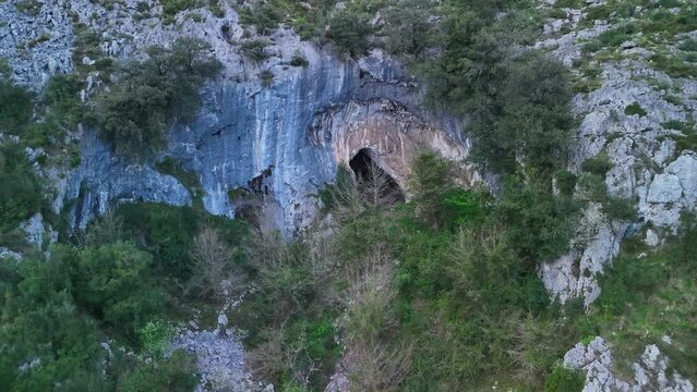 Baltzola Caves in the surroundings of the natural stone Arch of Jentilzubi in Dima in the Province of Bizkaia. Basque Country. Spain. Europe