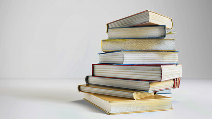 3d illustration of stack of books isolated on a white backdrop.