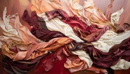 soft peach and deep red colors fabric, textiles, textures