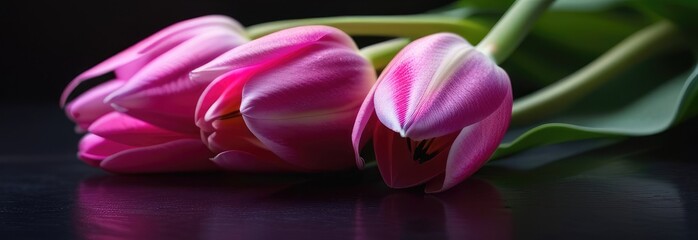 There is a delightful bouquet of tulips on the table, their bright petals fill the room with joy and life.