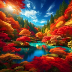 autumn landscape with river