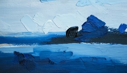 paint and brush in shades of blue, paint palette, smears, paints, lighting, texture